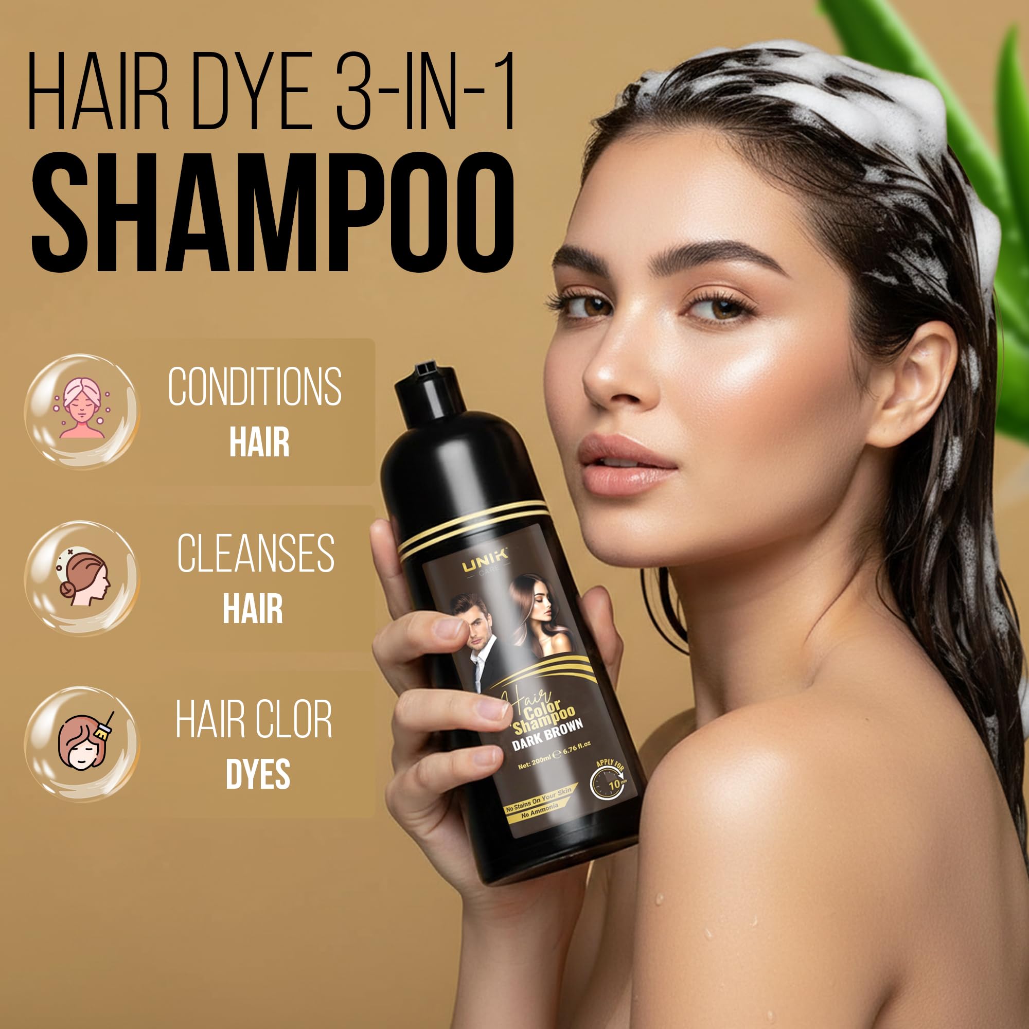 Amazon.com : UNIK Care Dark Brown Hair Dye Shampoo 400ml – 3 in 1